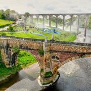 Impressive scenes at Leaderfoot Viaduct where HBO's The Franchise is filming this week