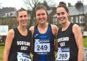 Sara Green, Zoe Pflug and Kirstin Maxwell following their runs at Stirling. Photos: Neil Renton