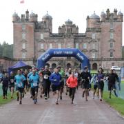 Buccleuch Property Challenge Participants at the start line in front of Drumlanrig Castle