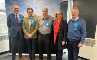 John Bathgate (centre) has been elected as the new Conservative councillor for the Jedburgh and District ward