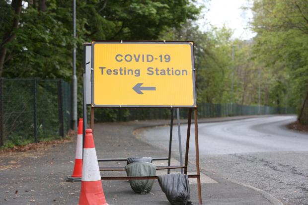 Covid - 19 testing station at Netherdale, Galashiels.