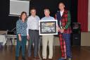 John Steede collects his lifetime achivement award from Leagh Douglas, Bruce Scott and Doddie Weir