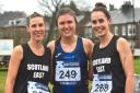 Sara Green, Zoe Pflug and Kirstin Maxwell following their runs at Stirling. Photos: Neil Renton
