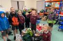 Pupils from West Linton Primary School at the Peeblesshire Foodbank