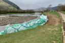Gravel filled bags in the River Tweed by Councillor Marshal Douglas