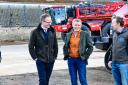 Left to right: John Lamont MP, Jonnie Hall from NFU Scotland and local farmer Neil White