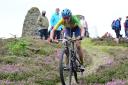A rider taking part in the mountain bike crss country marathon at Glentress on Sunday, August 6