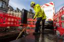 Engineer Shelley Lamont working on Scotland's new fibre network.