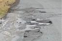 A pothole two miles outside of West Linton on the B7059