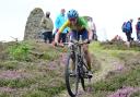 A rider taking part in the mountain bike crss country marathon at Glentress on Sunday, August 6