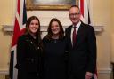 John Lamont MP and Gillian Keegan MP with apprentice Emily Balderston at Downing Street