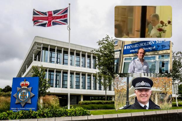 Durham Constabulary said it is not reinvestigating allegation Keir Starmer breached lockdown rules, top picture. Photographed also are Richard Holden and DCC Ciaron Irvine.
