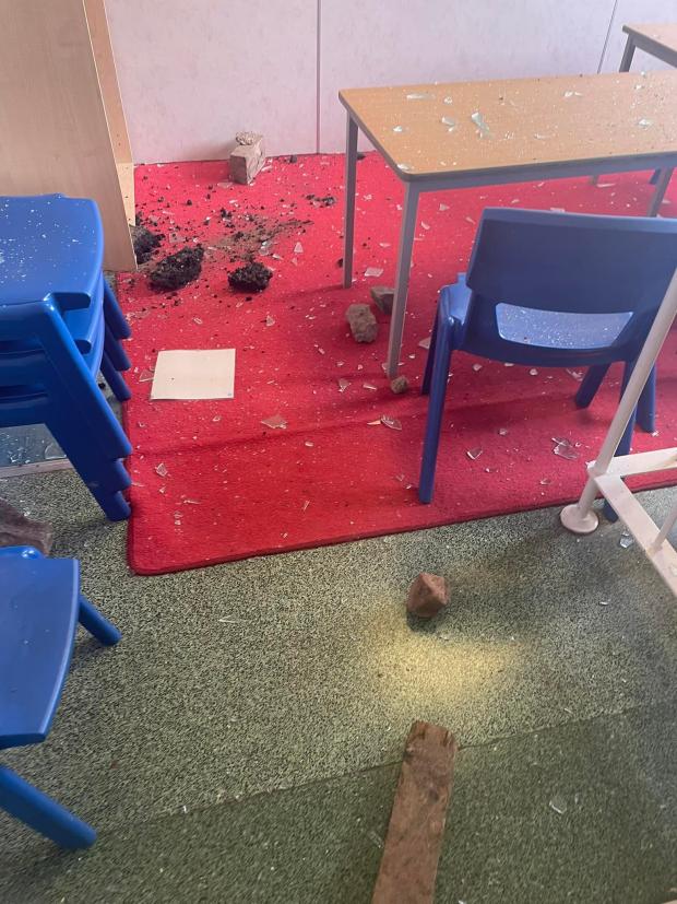 Border Telegraph: A number of bricks were thrown through the school's windows over the weekend. Photo: Eyemouth Primary School/Facebook