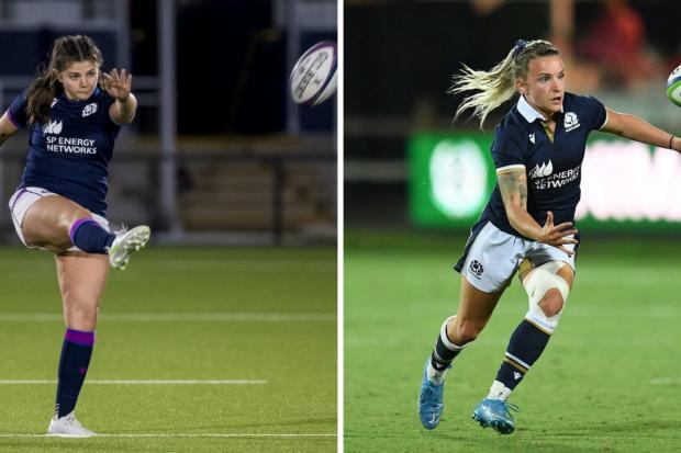 Lisa Thomson and Chloe Rollie in action for Scotland