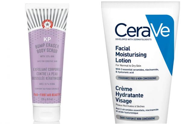 Border Telegraph: First Aid Beauty KP Bump Eraser Body Scrub and CeraVe Facial Moisturising Lotion. Credit: CeraVe