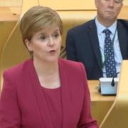 Nicola Sturgeon addressing Scottish Parliament
