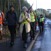 The Spanish Walkers on their way to the COP 26 in Glasgow are welcomed by the people of Kelso. Photos: Helen Barrington