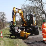 A pot hole filling machine being tested out by SBC. Photo: Helen Barrington