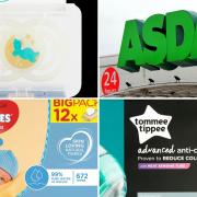 Photos via Asda show the discounts you can get on Huggies nappies, Tomee Tipee anti-colic treatments, dummies and more.