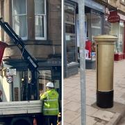 A replacement postbox has been installed in Peebles to honour local Olympian Scott Brash. Photo: Gregor Millar and Royal Mail