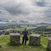 The sculptures on Pirn Hill Fort Trail, overlooking Innerleithen, are one of the Tweeddale locations included on the Geotourist app. Photo: Forestry and Land Scotland