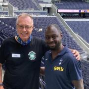 Bruce with Ledley King ay ‘Big Stadium Sit Down’ challenge for Doddie