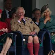 The Princess Royal, King Charles III and Queen Camilla during the Braemar Gathering highland games held a short distance from the royals' summer retreat at the Balmoral estate in Aberdeenshire. Picture date: Saturday September 2, 2023.