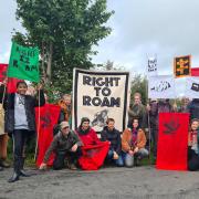 Right to roam campaigners as they stage a mass trespass near the England-Scotland border