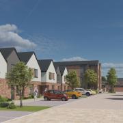 A CGI street view of houses on the March Street Mill site