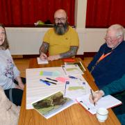 Brainstorming group including Friends of Broughtonknowe chairman Ian Brooke in yellow top at January consultation.