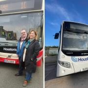 Tweeddale West councillors with the Houston's bus. Right: Sir Stop A Lot