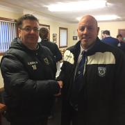 John Coughlin with Selkirk chairman Ross Anderson following Saturday's match